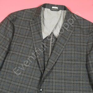 Peter Millar Blazer Mens 2XL Gray Plaid Unstructured Wool Jacket Sportcoat